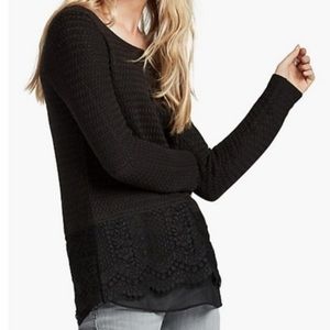 Lucky Brand Lace Mix Knit Sweater M